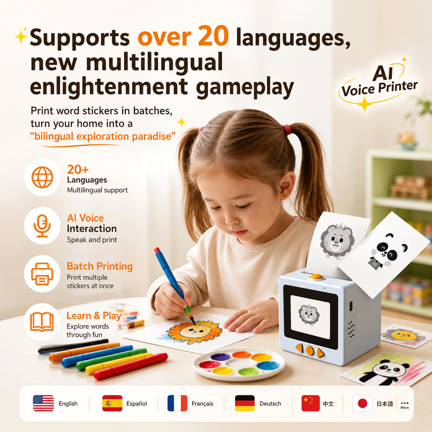 AI Magic Voice Thermal Printer for Kids