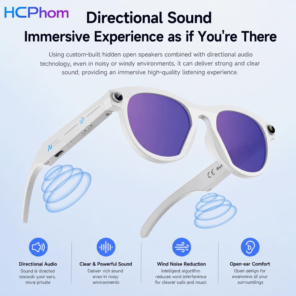 M88-S AI Smart Glasses with 8MP Camera