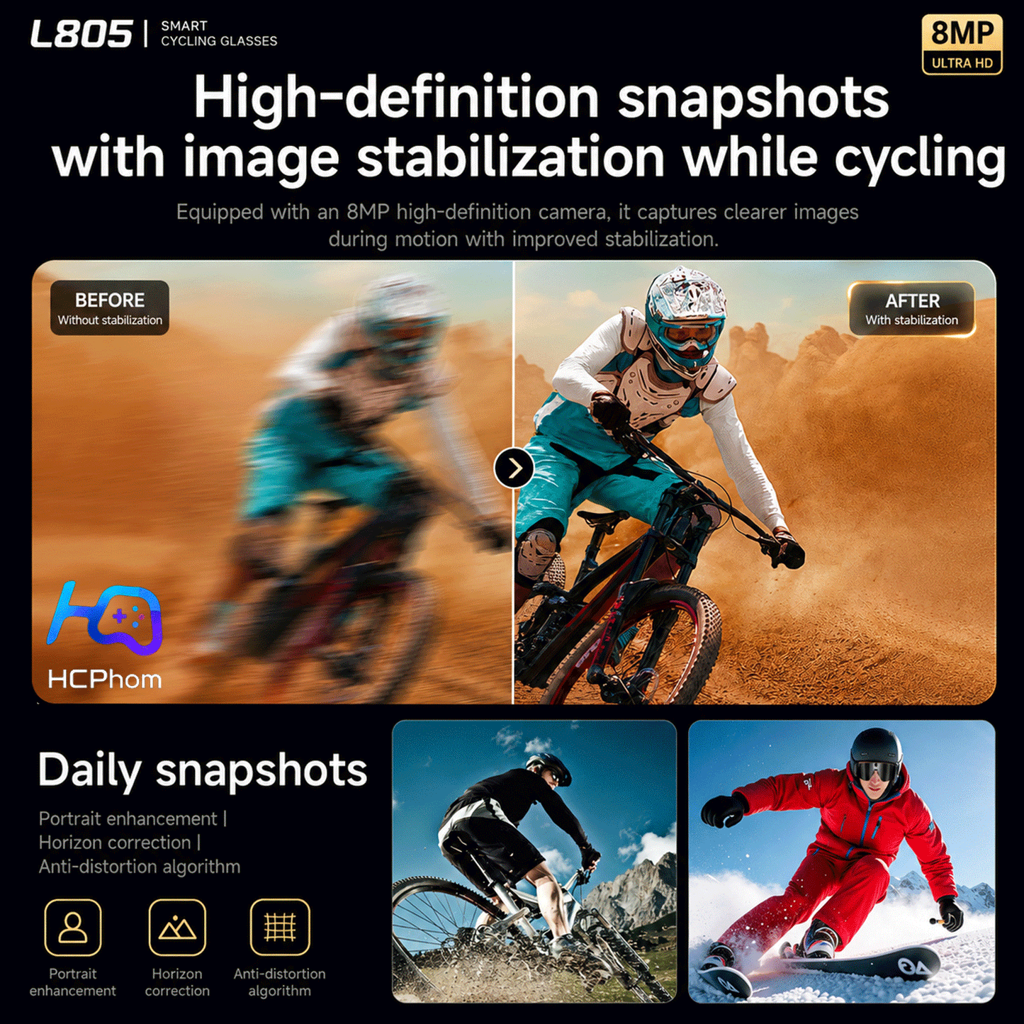 L805 AI Smart Cycling Glasses with 8MP Camera
