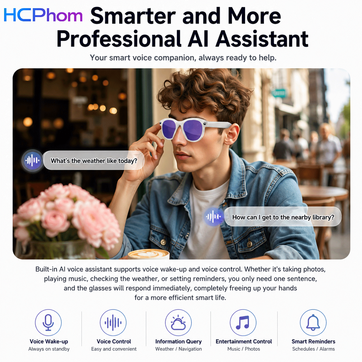 M88-S AI Smart Glasses with 8MP Camera