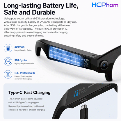 M88-S AI Smart Glasses with 8MP Camera