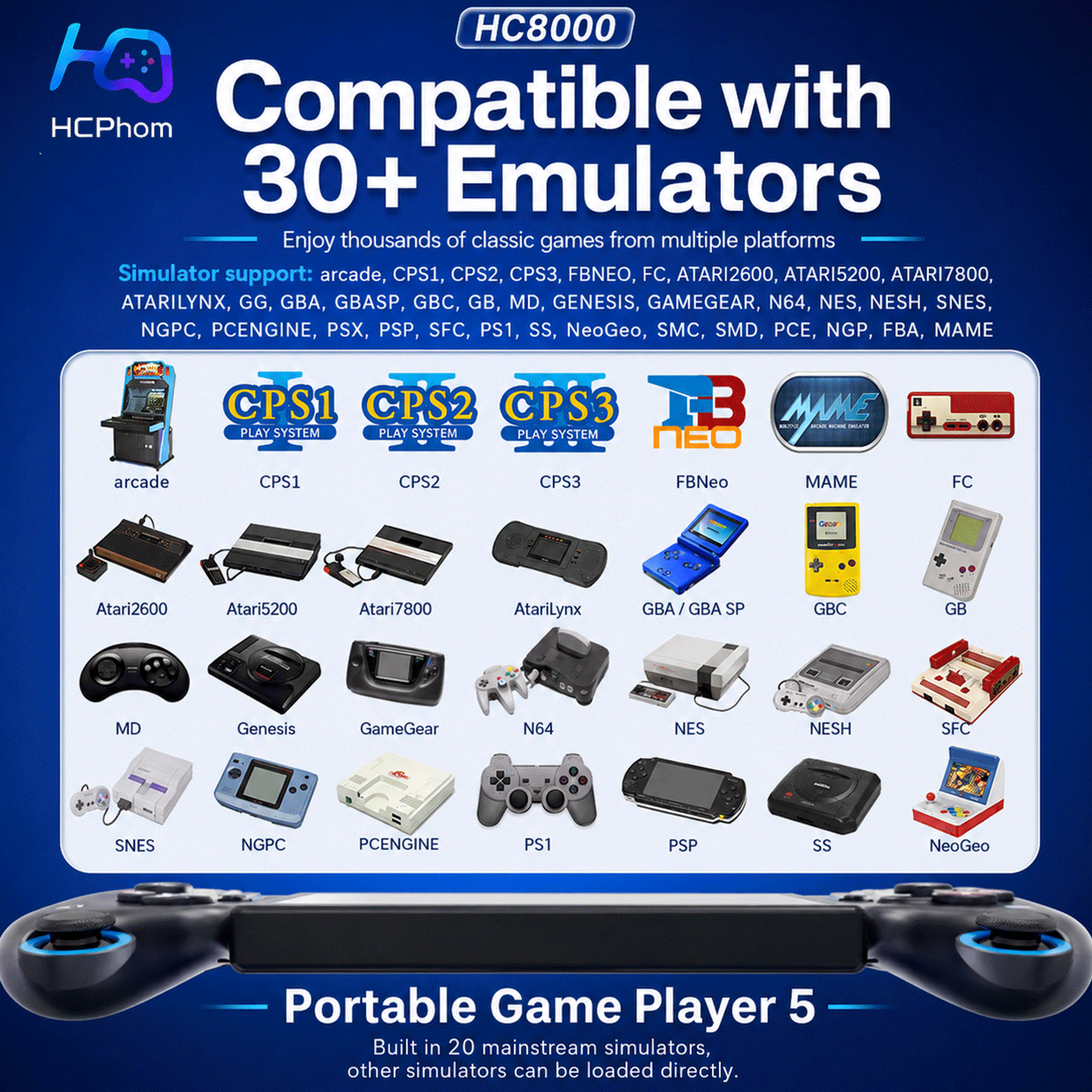 HC8000 7-Inch Handheld Game Console