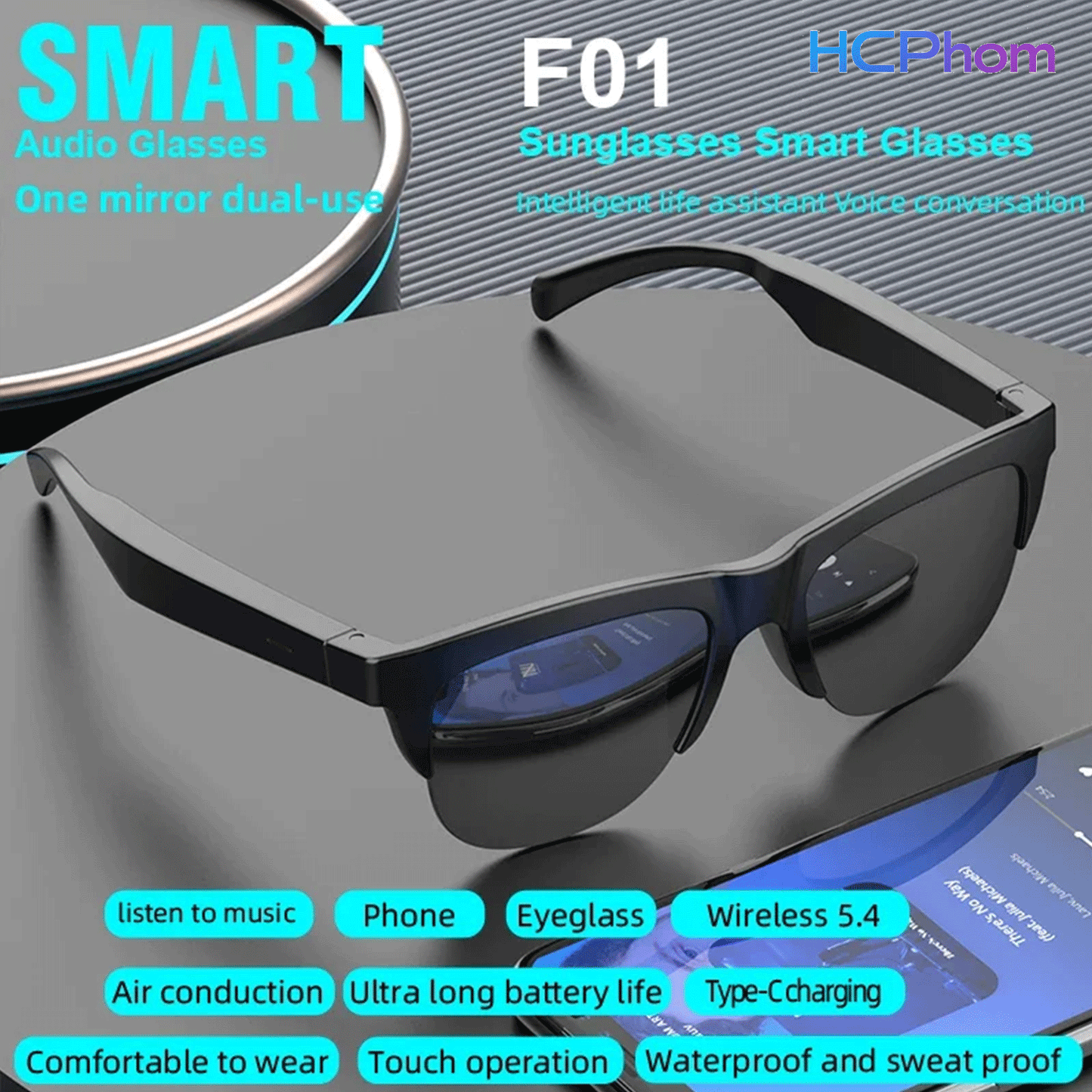 F01/F02 Wireless Bluetooth 5.4 Smart Audio Glasses